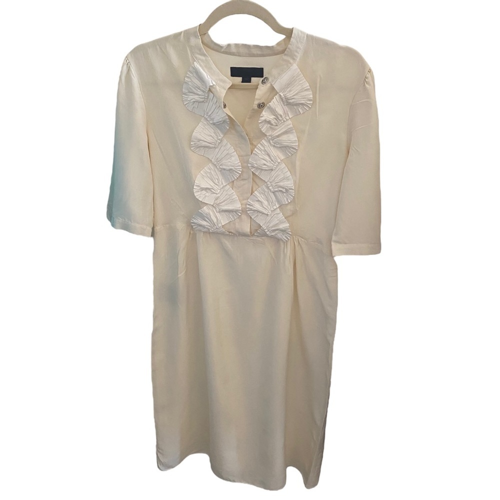 Burberry white ivory silk ruffles dress FLAW 44 large - Picture 8 of 14
